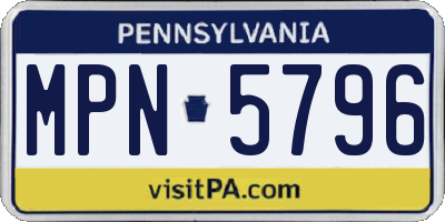 PA license plate MPN5796