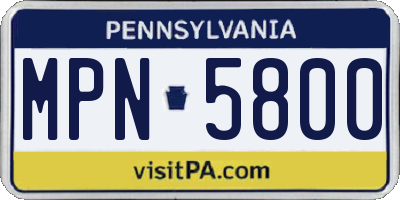 PA license plate MPN5800