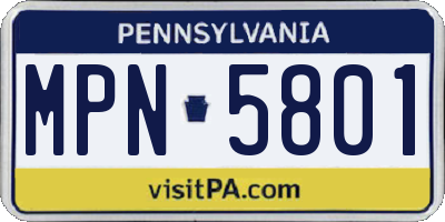PA license plate MPN5801