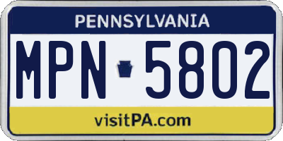 PA license plate MPN5802