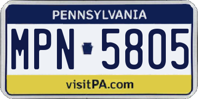PA license plate MPN5805