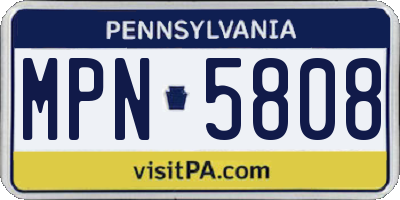 PA license plate MPN5808