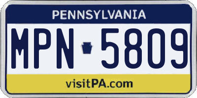 PA license plate MPN5809