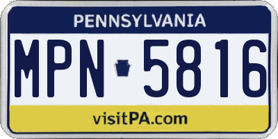 PA license plate MPN5816