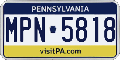 PA license plate MPN5818