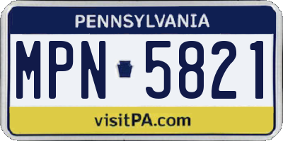 PA license plate MPN5821