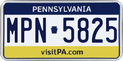 PA license plate MPN5825