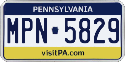 PA license plate MPN5829