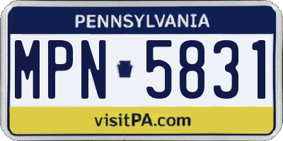 PA license plate MPN5831