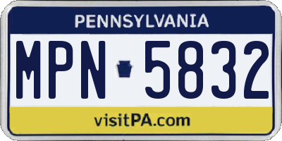 PA license plate MPN5832