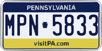 PA license plate MPN5833