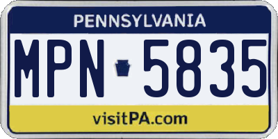 PA license plate MPN5835