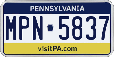 PA license plate MPN5837