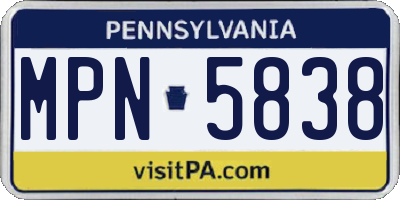 PA license plate MPN5838