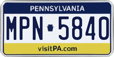 PA license plate MPN5840