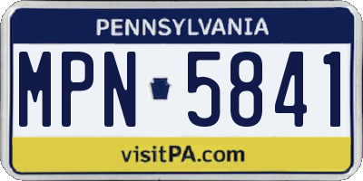 PA license plate MPN5841