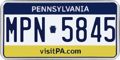 PA license plate MPN5845