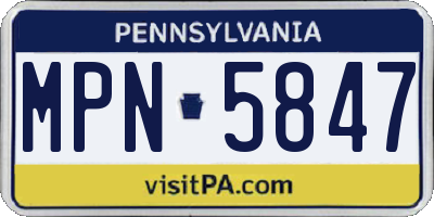 PA license plate MPN5847