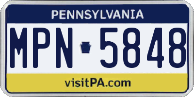 PA license plate MPN5848