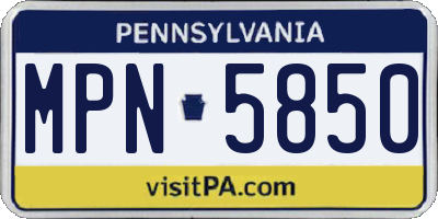 PA license plate MPN5850