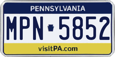 PA license plate MPN5852