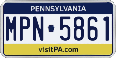 PA license plate MPN5861