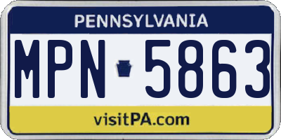 PA license plate MPN5863
