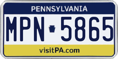 PA license plate MPN5865