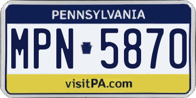 PA license plate MPN5870