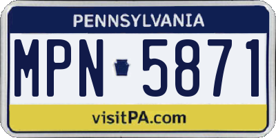 PA license plate MPN5871