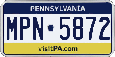 PA license plate MPN5872
