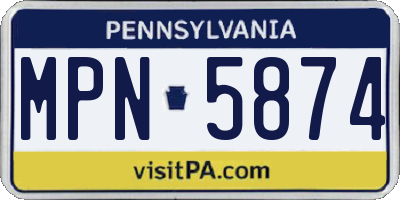 PA license plate MPN5874