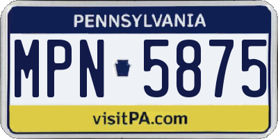 PA license plate MPN5875