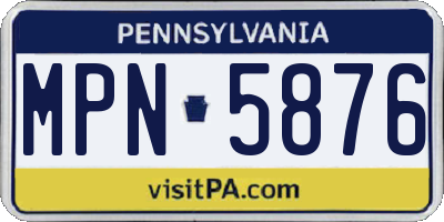 PA license plate MPN5876