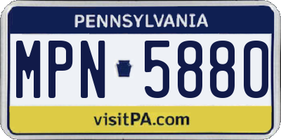 PA license plate MPN5880