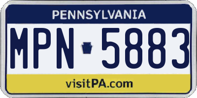 PA license plate MPN5883