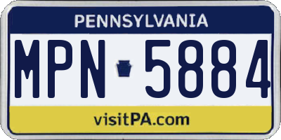 PA license plate MPN5884
