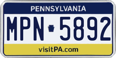 PA license plate MPN5892