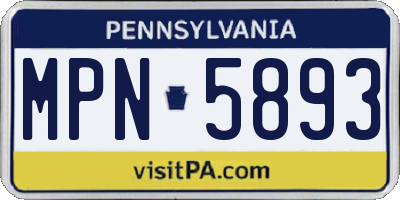 PA license plate MPN5893