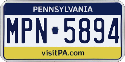 PA license plate MPN5894