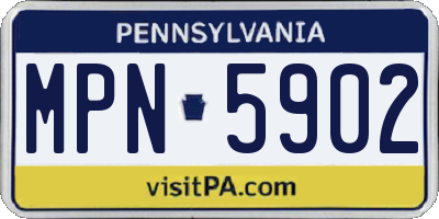 PA license plate MPN5902