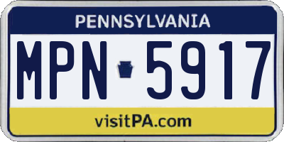 PA license plate MPN5917
