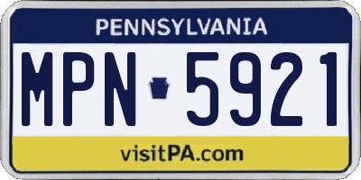 PA license plate MPN5921