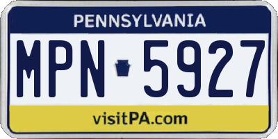 PA license plate MPN5927