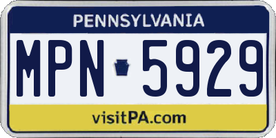 PA license plate MPN5929