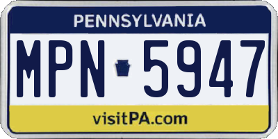 PA license plate MPN5947