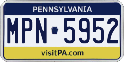 PA license plate MPN5952