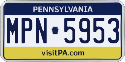 PA license plate MPN5953