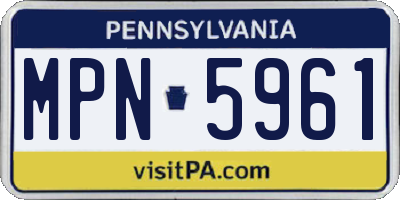 PA license plate MPN5961