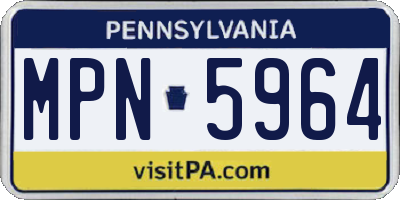 PA license plate MPN5964